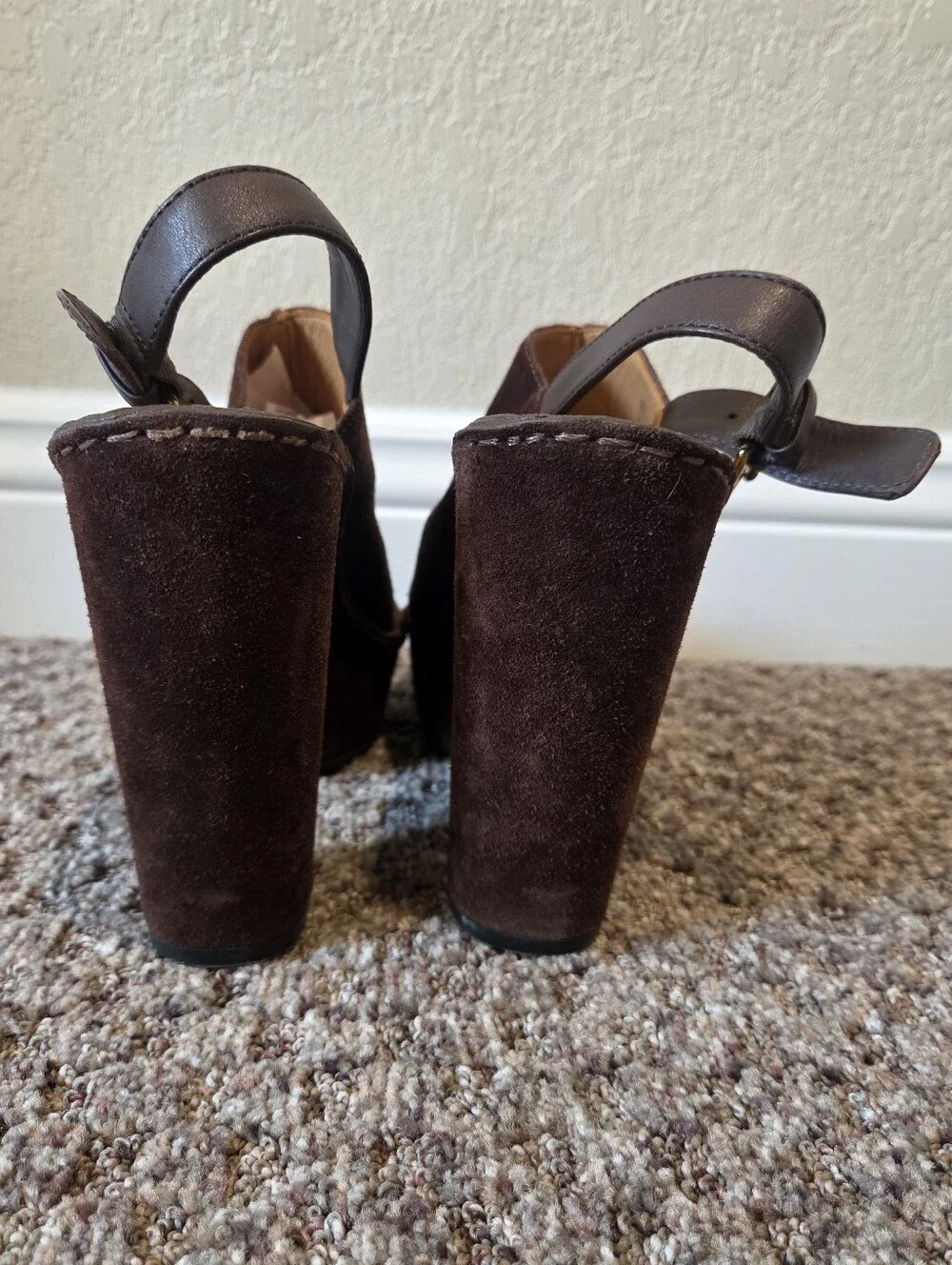 Michael Kors “Quincy” Women’s Brown Suede Platform Slingback Heels Clogs-Size 9M